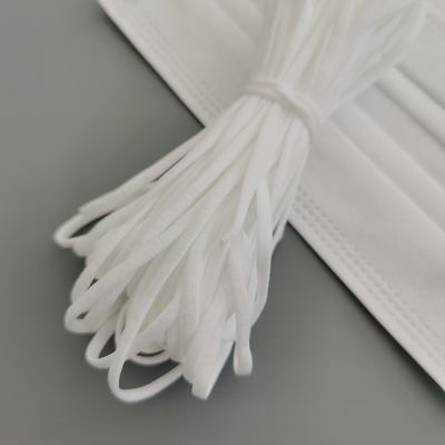 Tek Kullanımlık Yüz Maskesi için 3.5mm 5mm Beyaz Elastik Kulak Halkaları Halat Bandı