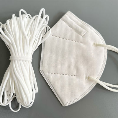 N95 Yüz Maskesi Elastik Kulak Bantları 5mm 6mm 6.5mm 7mm Beyaz Polyester Spandex